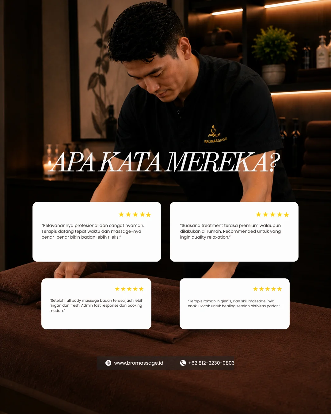 Testimoni pelanggan pria Bromassage di Instagram